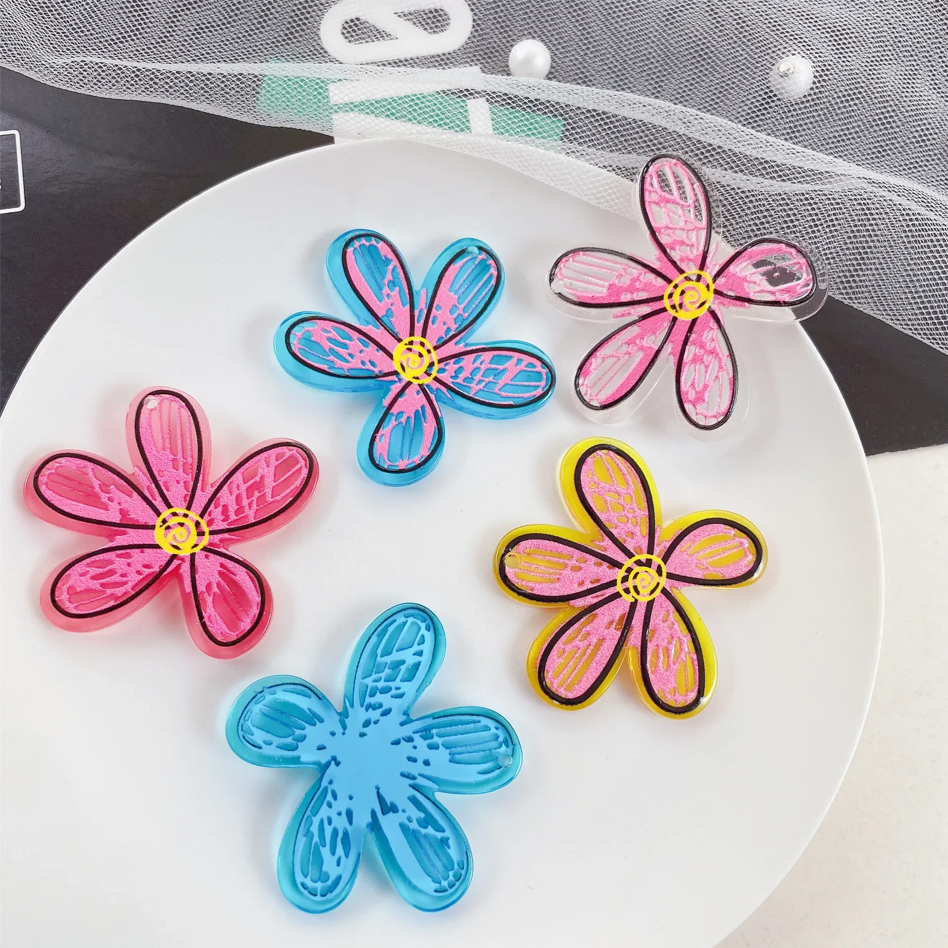 

10pcs/set Handmade Flower Pendant Charms Acrylic Pendants for Jewelry Making Findings Diy Necklace Earrings Accessories