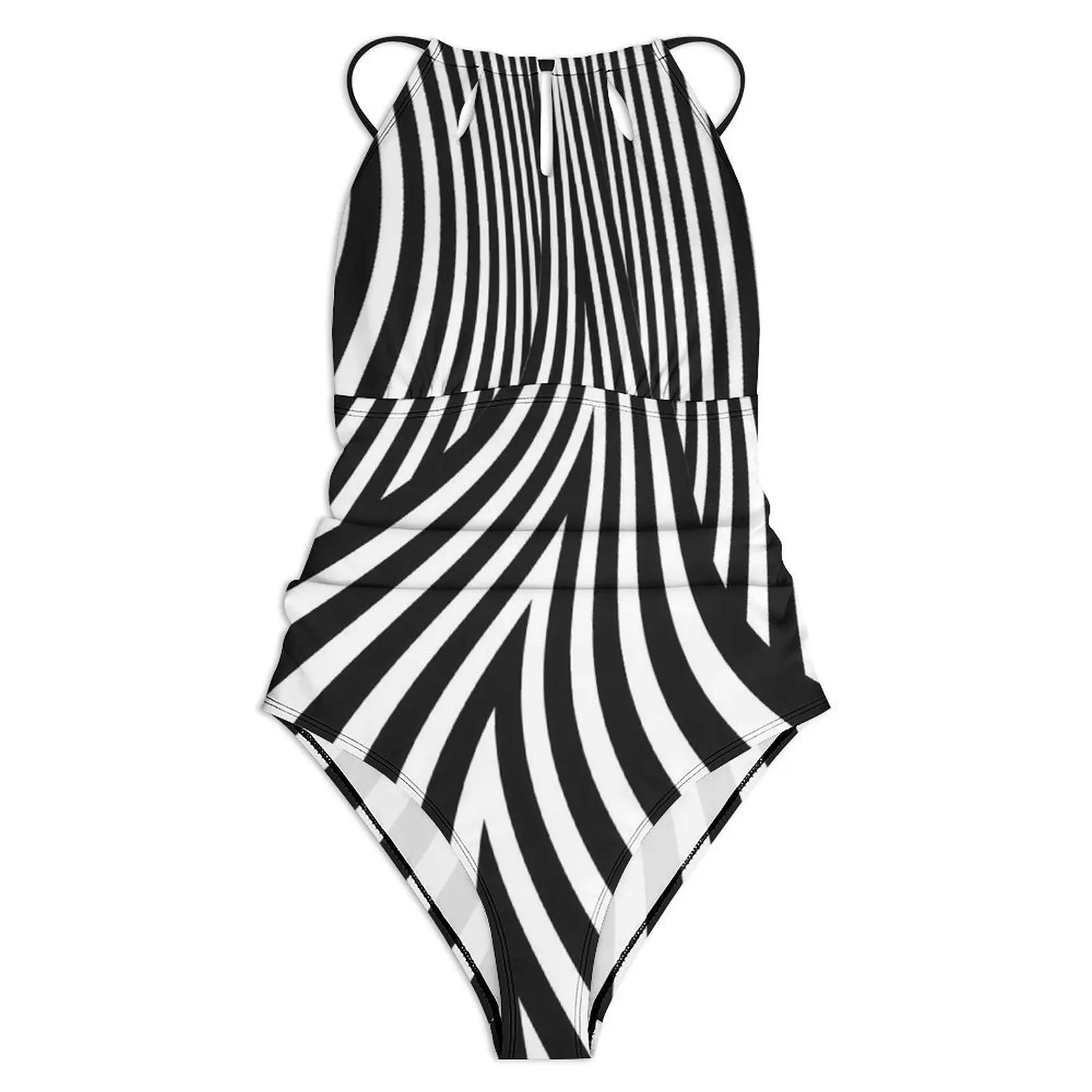 Black White Striped Swimsuit Abstract Lines Swimwear Sport Swimsuits Hollow Out Bathing Suits Women Push Up Sexy Beach Outfits