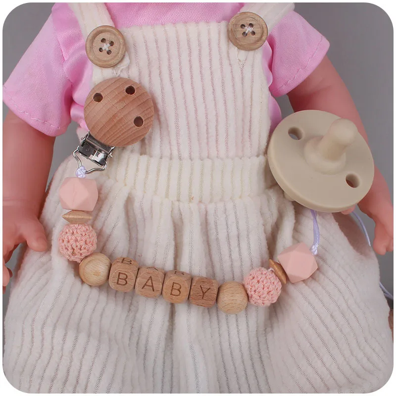 Personal isierter Name Baby Schnuller Clips Beiß ringe Dummy Brustwarzen Halter Clip Kette Zubehör benutzer definierte Zahnen Spielzeug Schnuller Fütterung