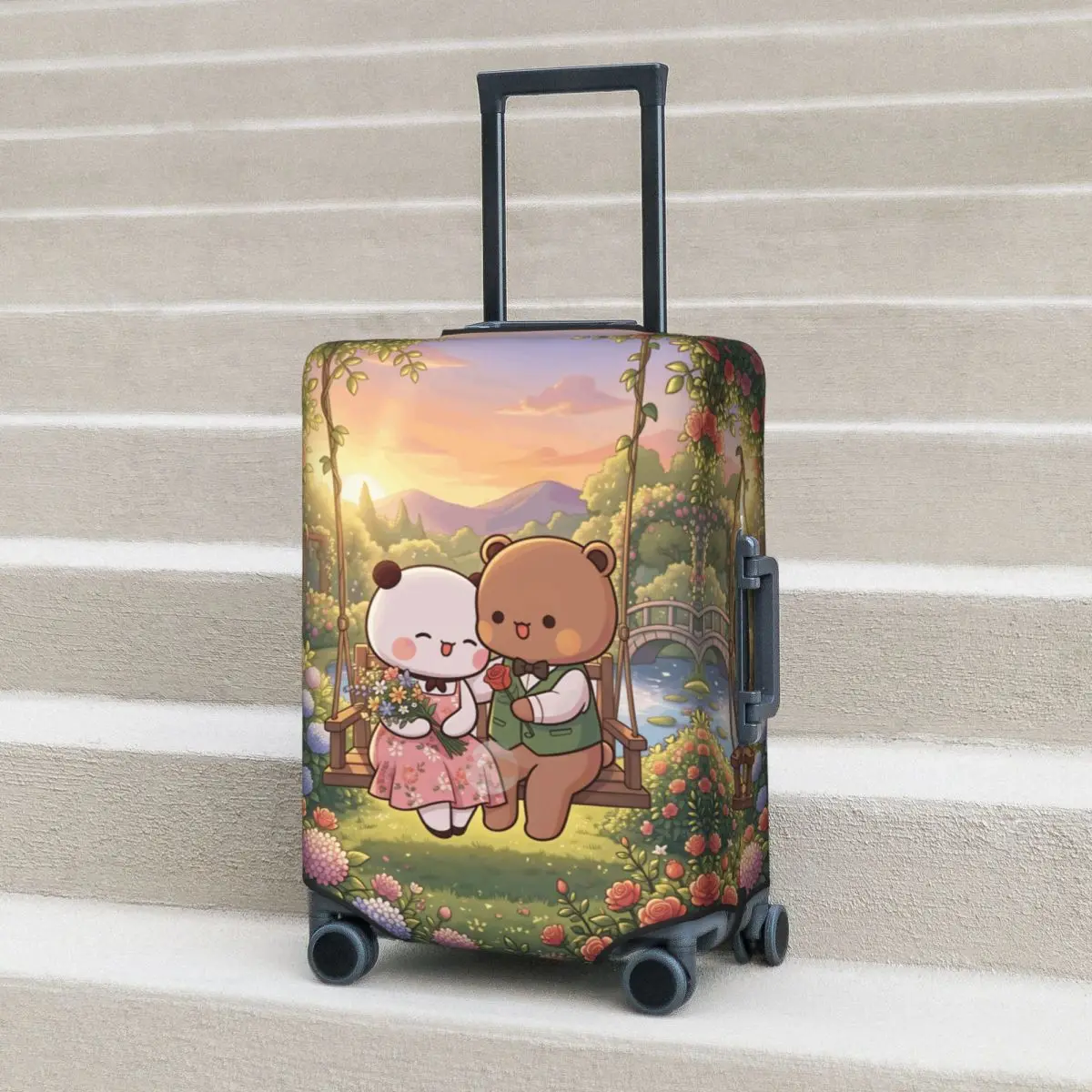 

Чехол для чемодана Panda Bears Bubu And Dudu, эластичный защитный чехол для багажа, деловой защитный чехол