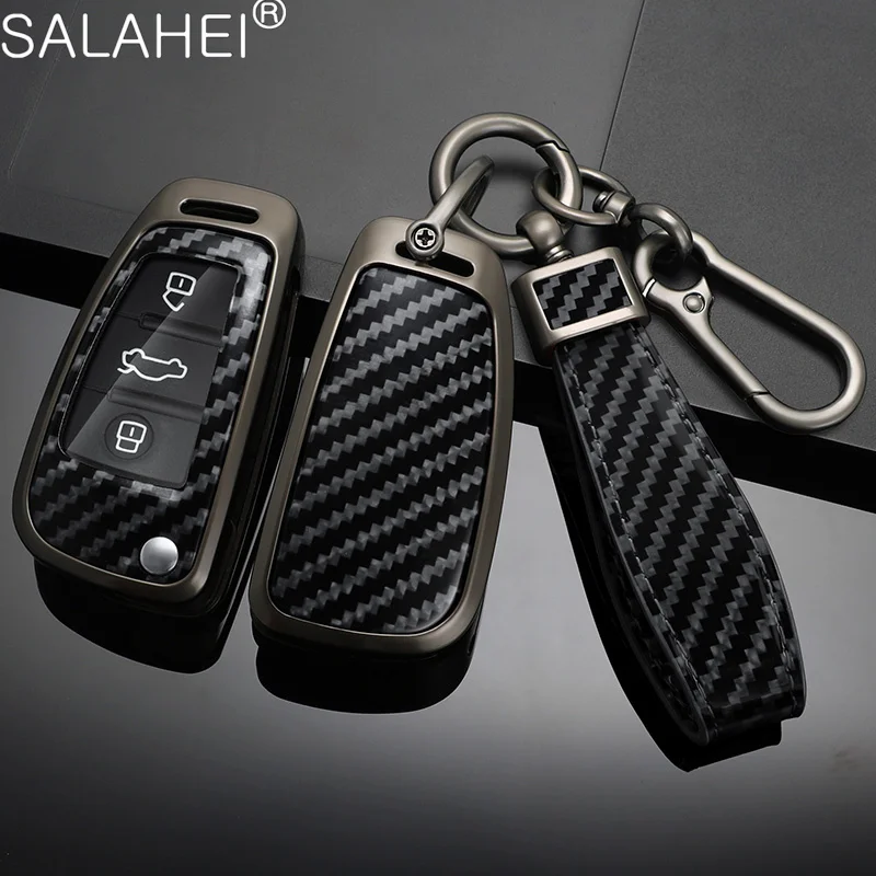 

Carbon fiber Zinc Alloy Car Key Cases Cover Fob For Audi A1 A3 A6 A7 C5 C6 Q3 Q2 Q7 TT TTS R8 S3 S6 RS3 RS6 A4 Car Accessories