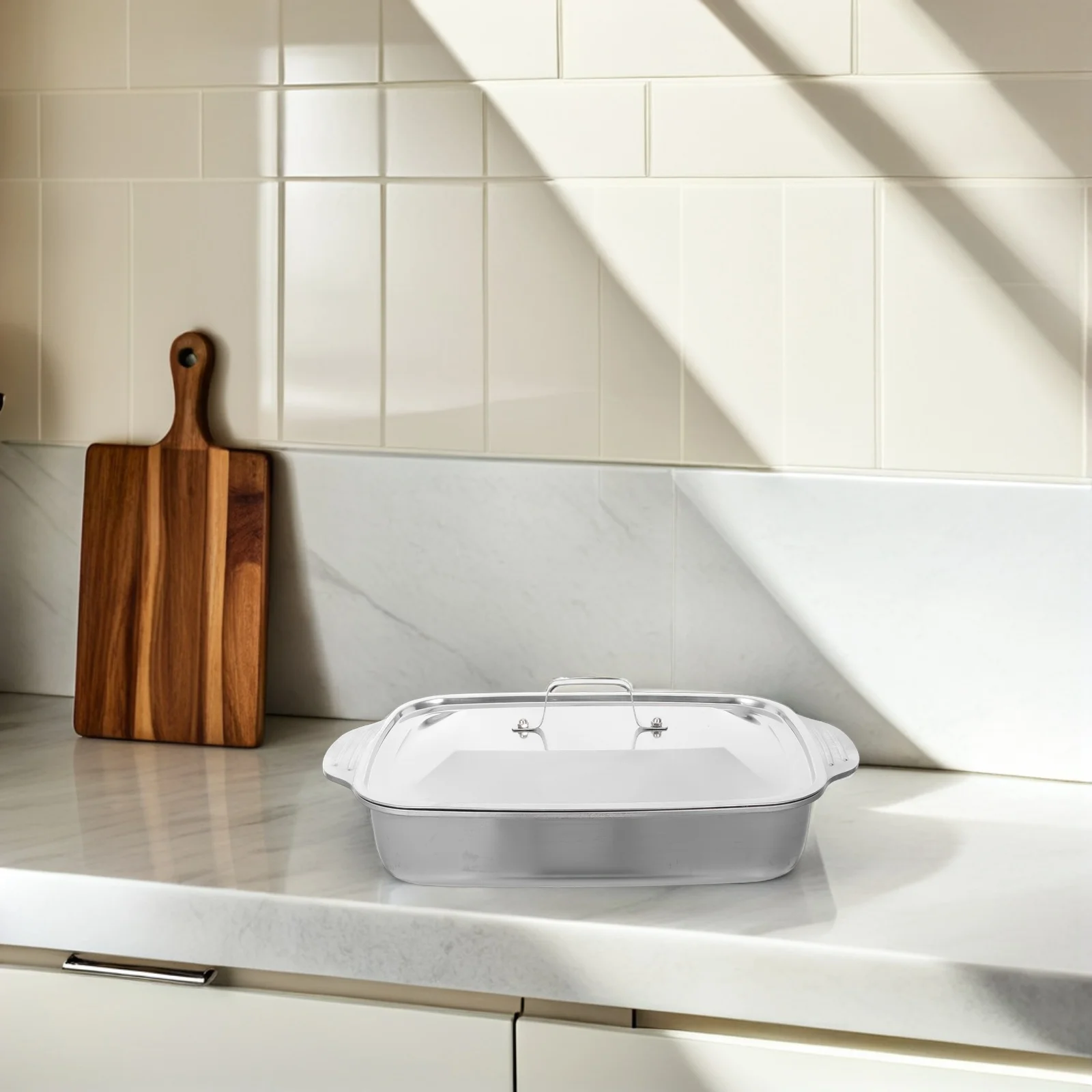 

1Set Stainless Steel Rectangular Deep Roasting Pan Baking Dish Non Stick Fish Tray Oven Use Cooking Stainless Roasting Pan