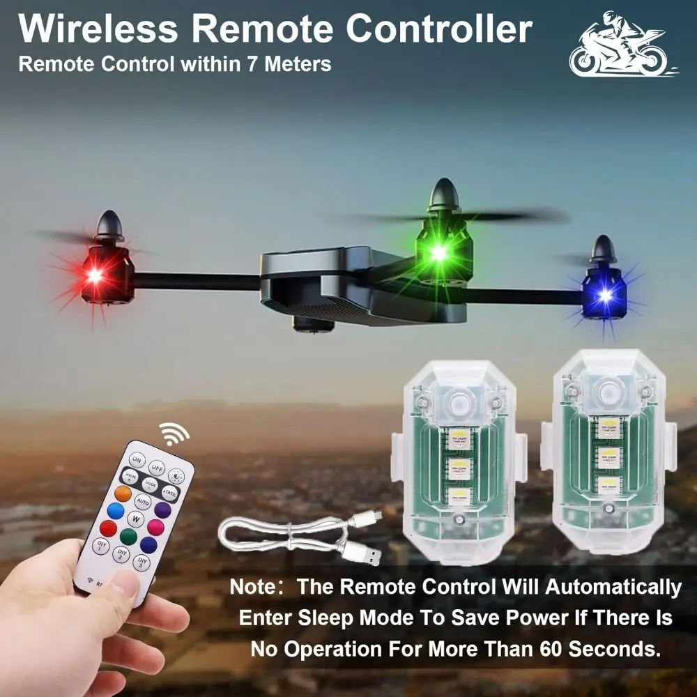

with Remote Control Wireless LED Strobe Lights USB Rechargeable 8 Colors Warning Light Anti-Collision High Brightness