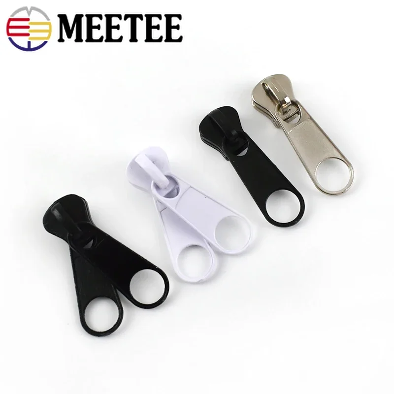 5Pcs Meetee 10# Zipper Head For Resin Zippers Puller Purse Double Side Zip Slider Zips Reapir Kit DIY Garment Sewing Accessories