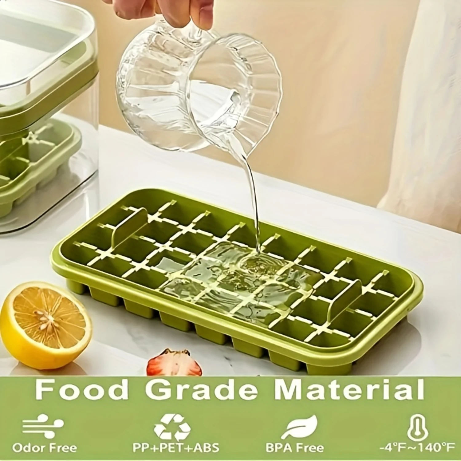 1 Set, Ice Cube Mold, Freezer Ice Tray With Ice Scoop And Ice Box, Easy To Release Ice Cubes Mold With  Box For Refrigerating Co