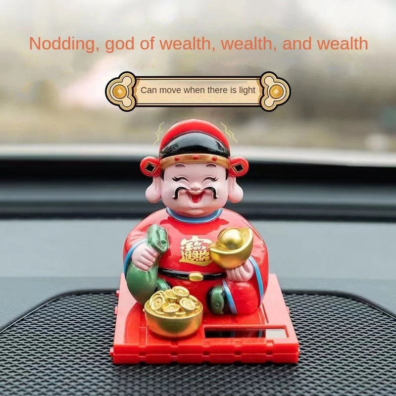 Solar Car God Of Wealth Ornaments Nodding God of Wealth Car Ornaments auspicious God of Wealth Car Ornaments Car Accessories