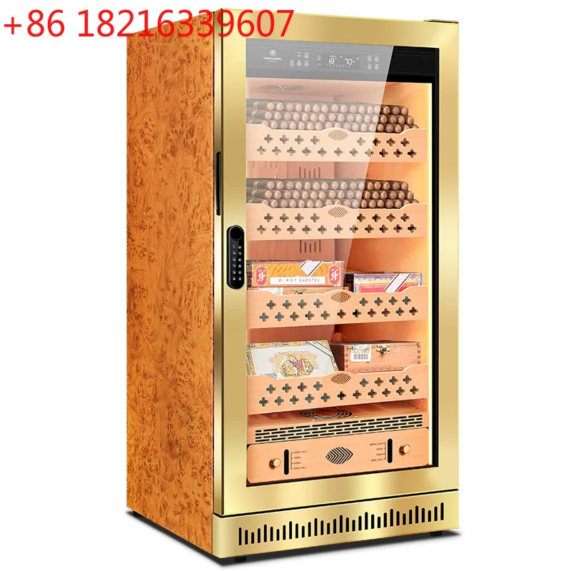 

Умный сигарный шкаф с постоянной температурой и влажностью, удаление ионного аммиака с водой, замок с паролем по отпечатку пальца, вкладыш из кедрового дерева