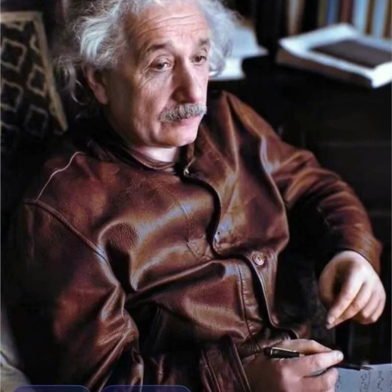 A thick and hard natural leather embossed made of casual  coat