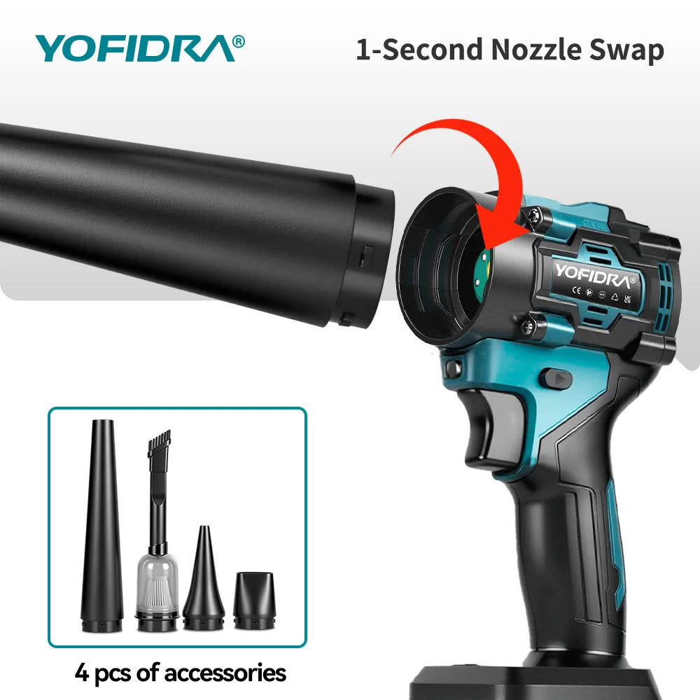 YOFIDRA 2-in-1 Bürstenloser Turbo-Gebläseventilator & Staubsauger 80000RPM Handgehaltenes Staubblasgerät für Makita 21V Akku – Detail 11