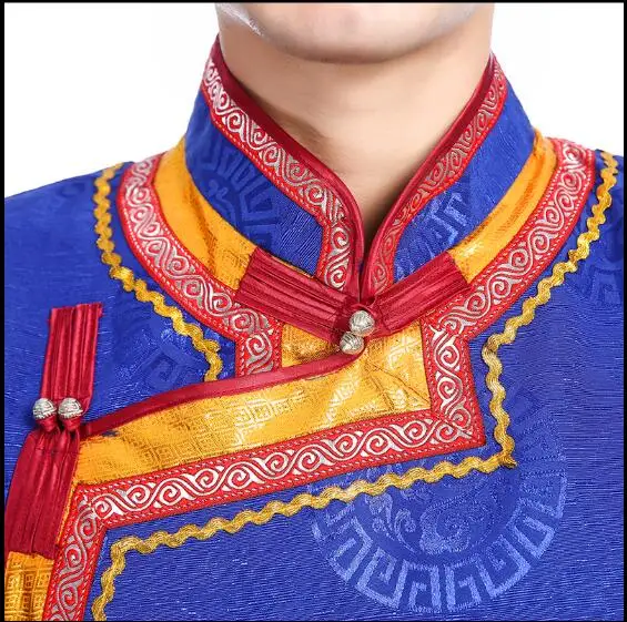 Chinese Mongolian Robe Men Performance Ethnic Style Clothing Stage Folk Dance Gown