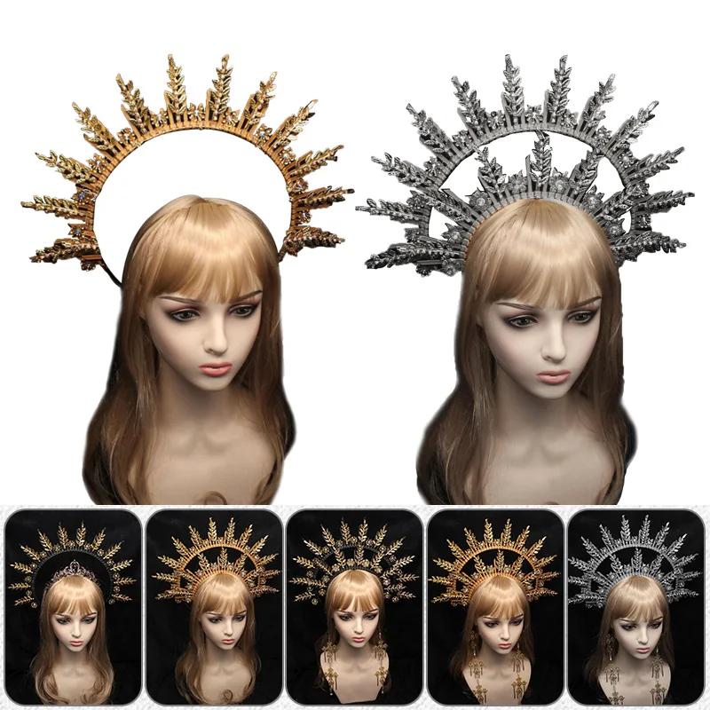 

DIY Material Package Gothic Crown Headband Gorgeous Vintage Church Mary Baroque Tiara Headwear Lolita Virgin Headpiece