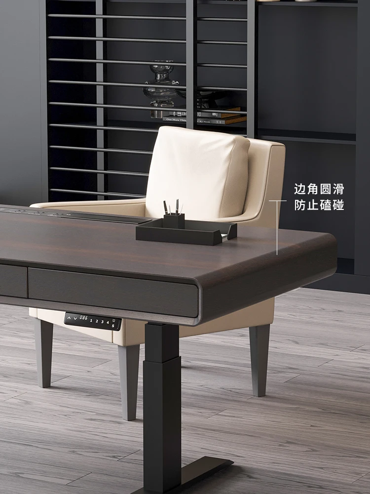 Lifting desk Light luxury modern high-end solid wood smart electric table Home double living room Computer workbench