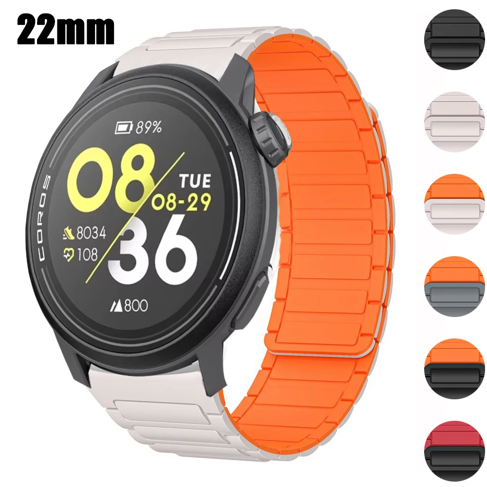22mm Magnetic Silicone Bracelet for COROS PACE 3 Smart Watch Wristband for Coros Pace APEX 46mm APEX Pro/2 Pro Replacement Strap