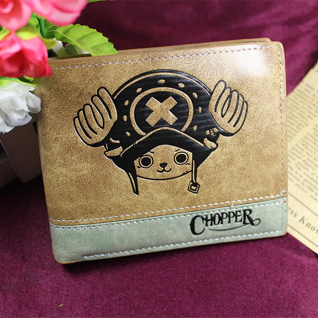 Cartera de Anime One Piece de PU con Diseño de Dibujos Animados - Cartera Corta para Niños - Bolsa de Cuero Portátil