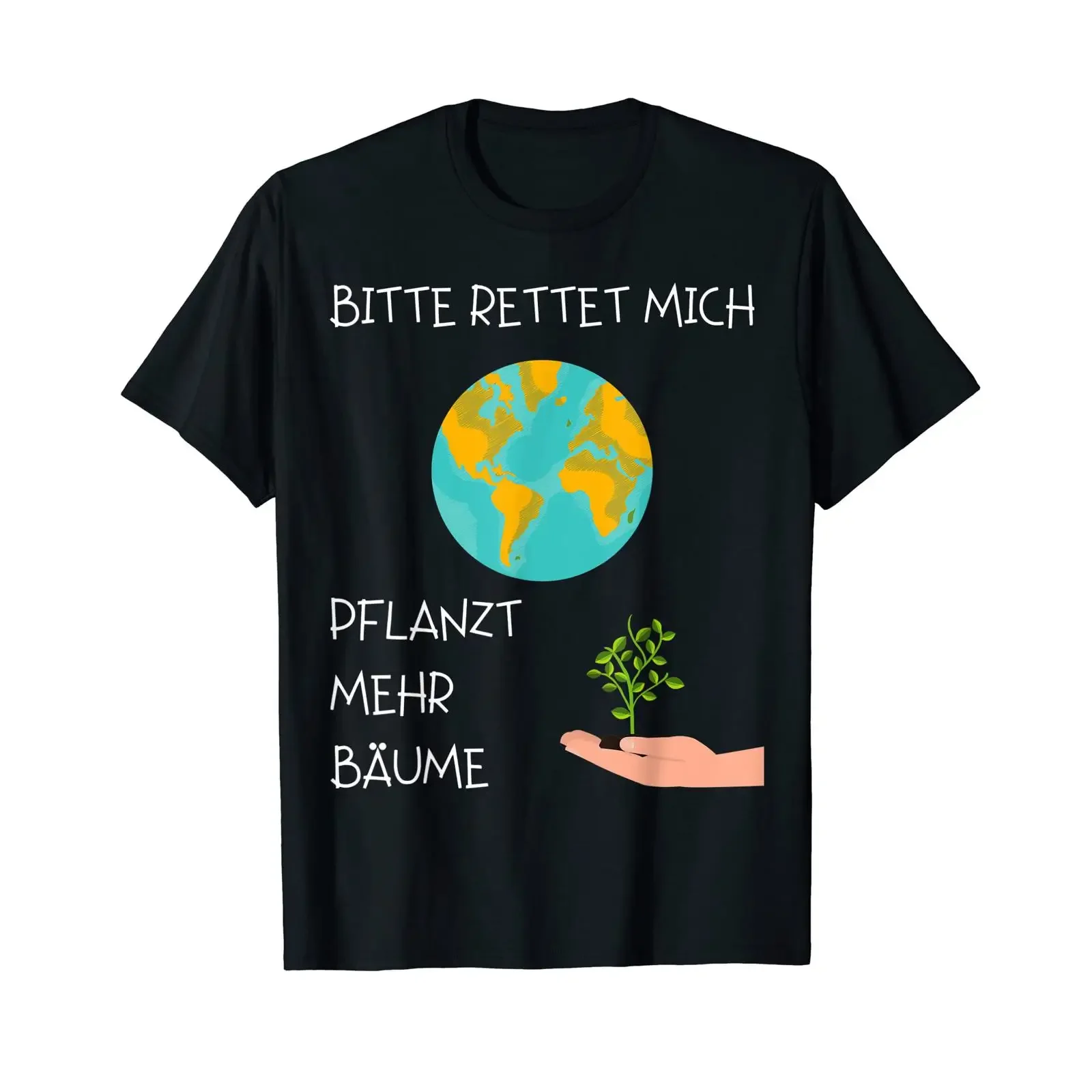German Slogan Save The Earth Plant More Trees Environmental Protection T Shirt vintage Washed Top For Everyday Wear graphic