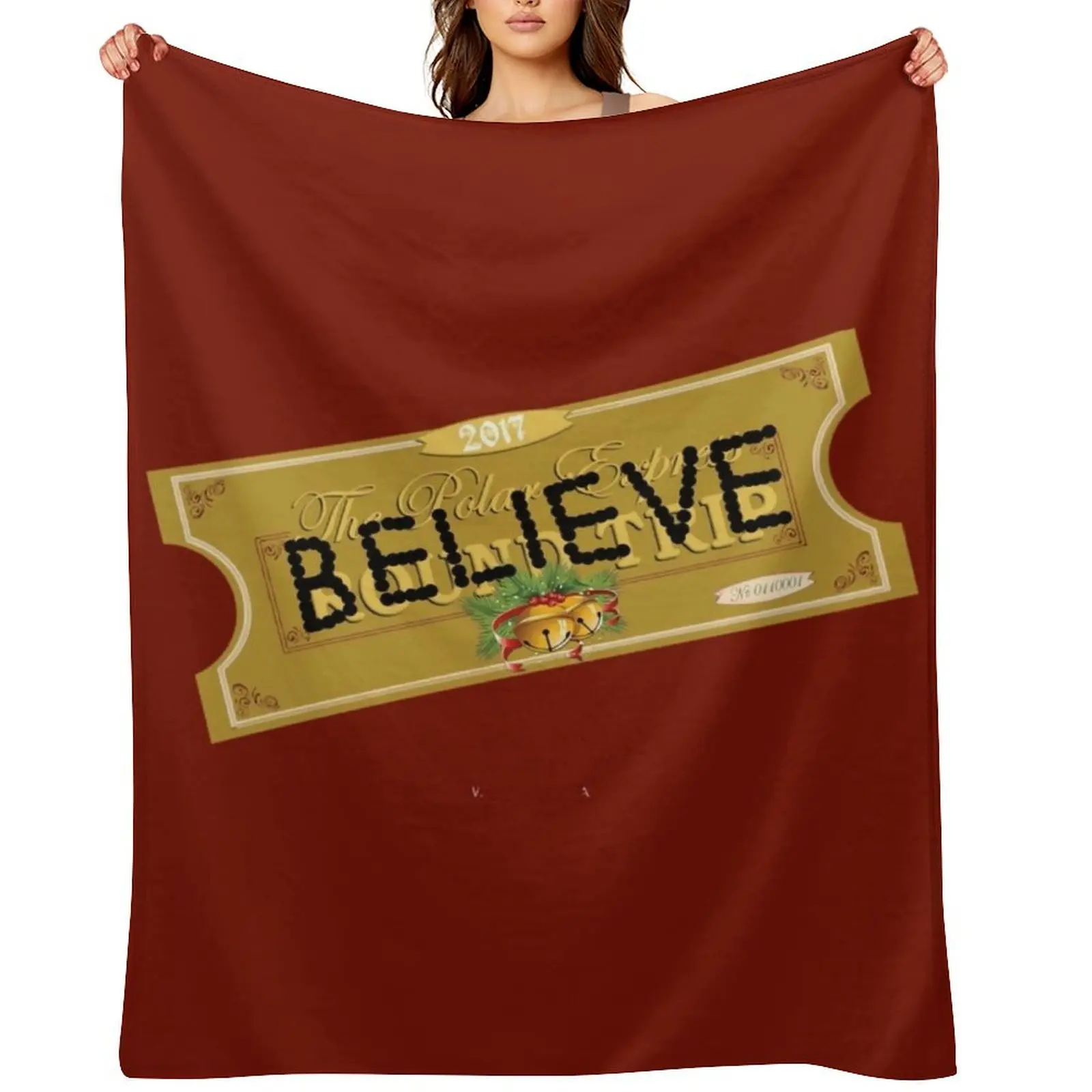 

Believe Polar Express Santa Ticket Throw Blanket for sofa for babies Soft Flannel Fabric Blankets