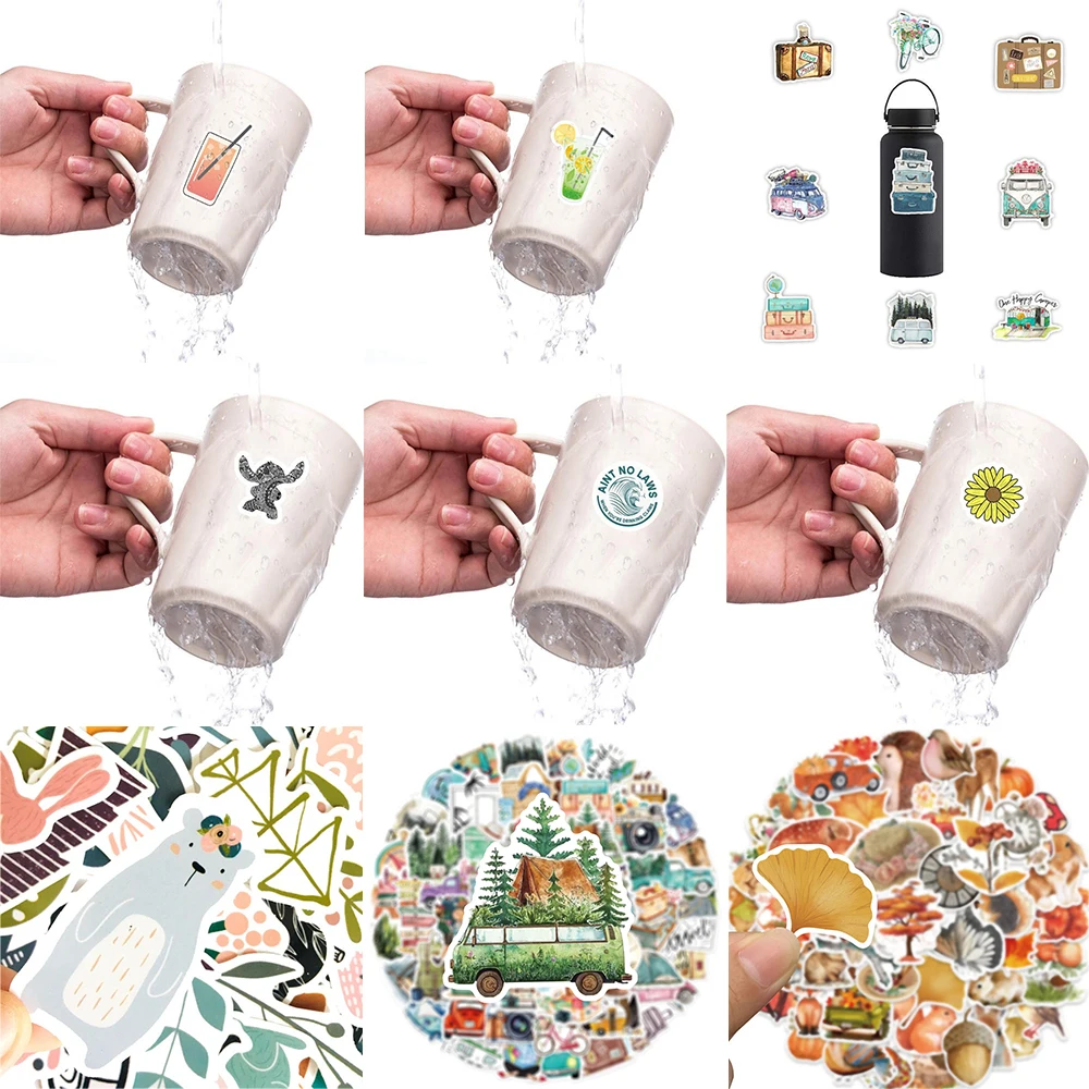 10/30/50PCS Small Fresh Colorful Plant Sticker Cartoon Graffiti Diary Laptop Guitar Study Room Scrapbooking Decorative Wholesale