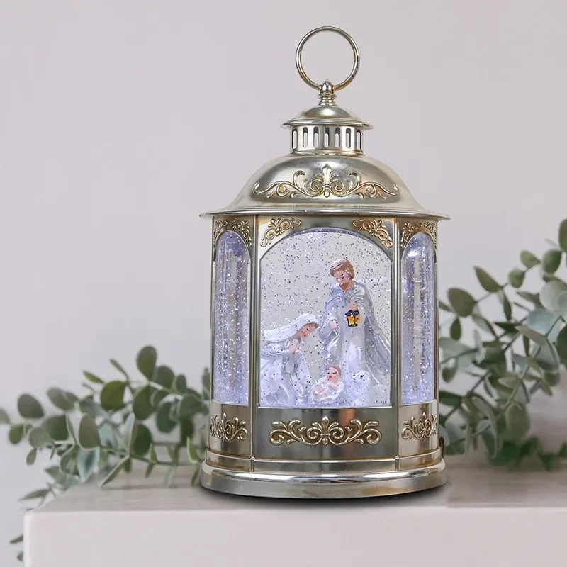 Christmas decorations, water lights, silver manger, religious glow with music, retro ornaments, children's girlfriend gifts