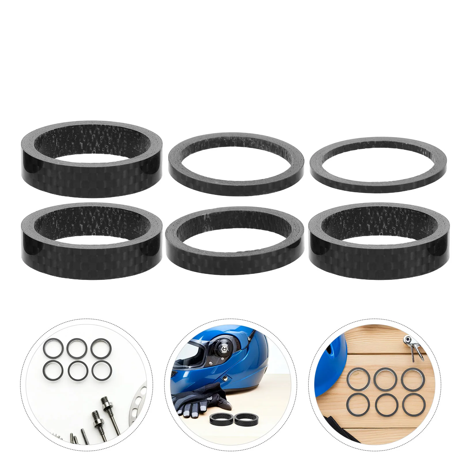 

6 PCS Bicycle Carbon Fiber Washer Bike Component Replacement Stem Headset Spacer