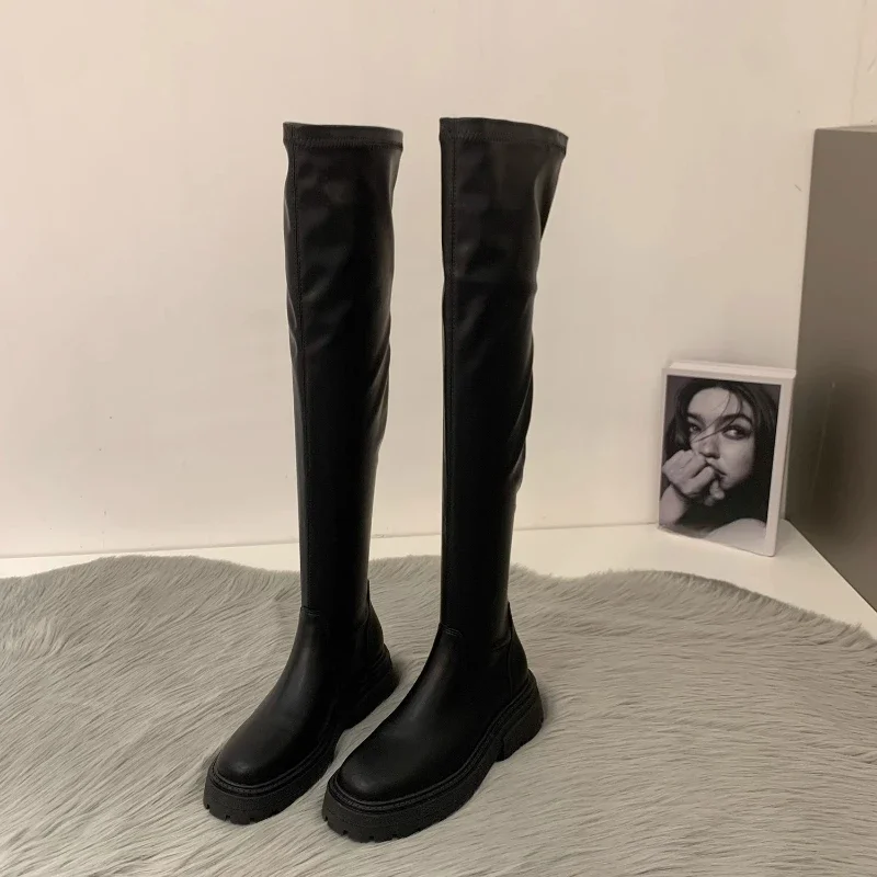 Thick Sole Women Over-the-knee Boot Thigh High Boots Winter 2023 New Female Long Boots Platform Chunky Heels Ladies Autumn Shoes