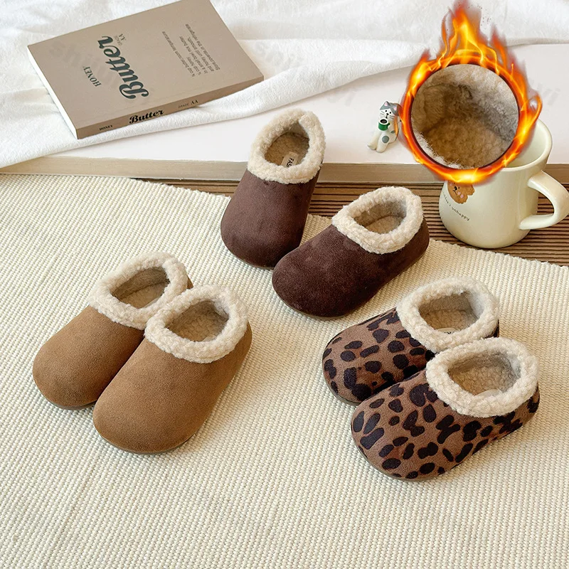 

Детские модные леопардовые теплые волосатые хлопковые тапочки, зима 209, плюшевая удобная модная универсальная пушистая обувь без шнуровки для мальчиков