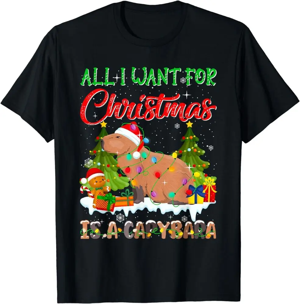 NEW Capybara Christmas Ugly Sweater Dog Xmas Outfit 2023 Gift T-Shirt Size S-3XL High Quality 100%Cotton Short Sleeve