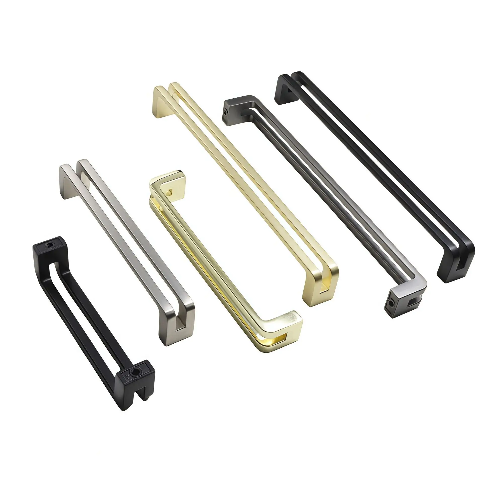 Modern Luxury Zinc Alloy Pull Handle,Bright Gold Double Bend,Round Corner Anti-collision Design for Home Cabinet Drawer Handle