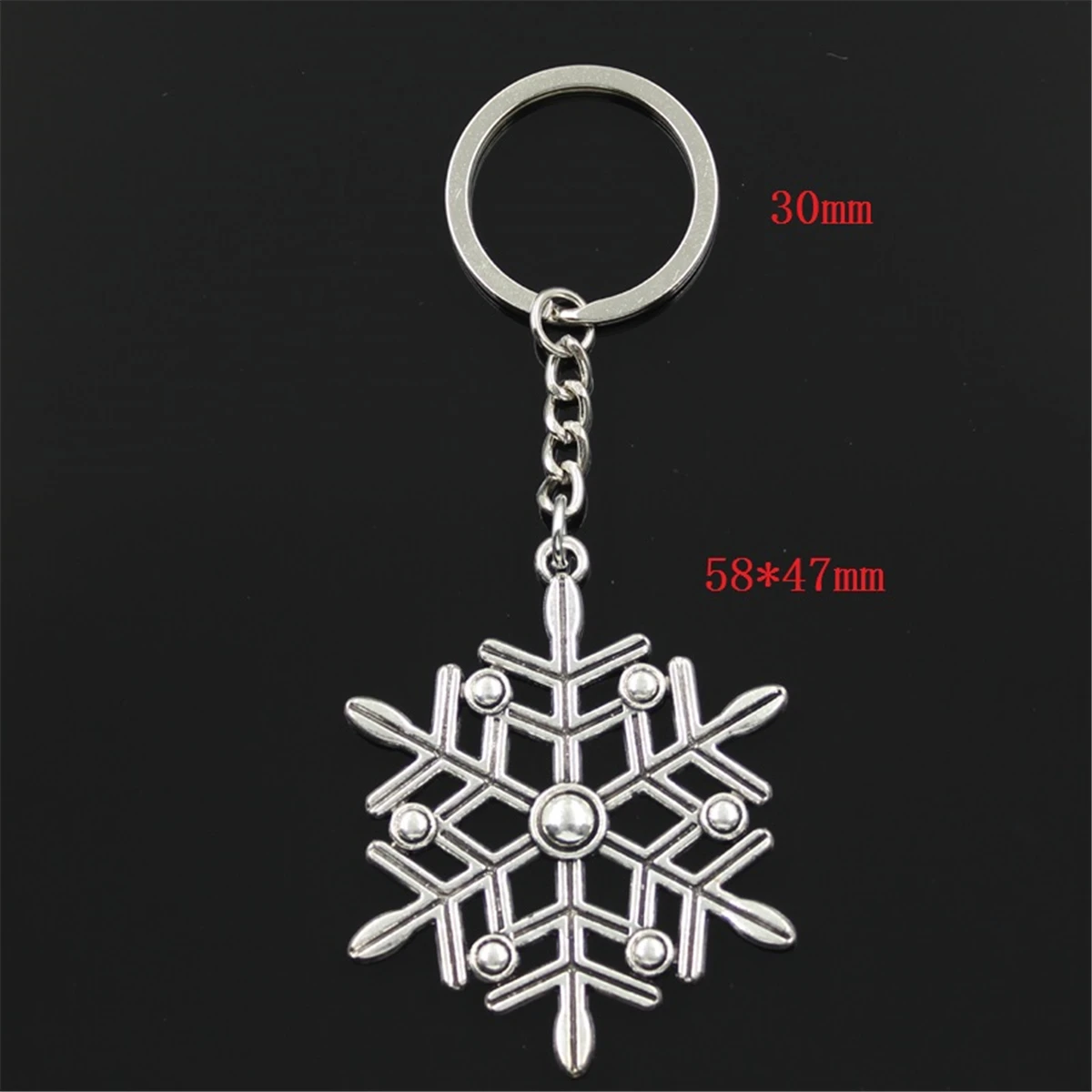 New Keychain 58x47mm Snow Snowflake Pendants DIY Men Car Key Chain Ring Holder Keyring Souvenir Jewelry Gift