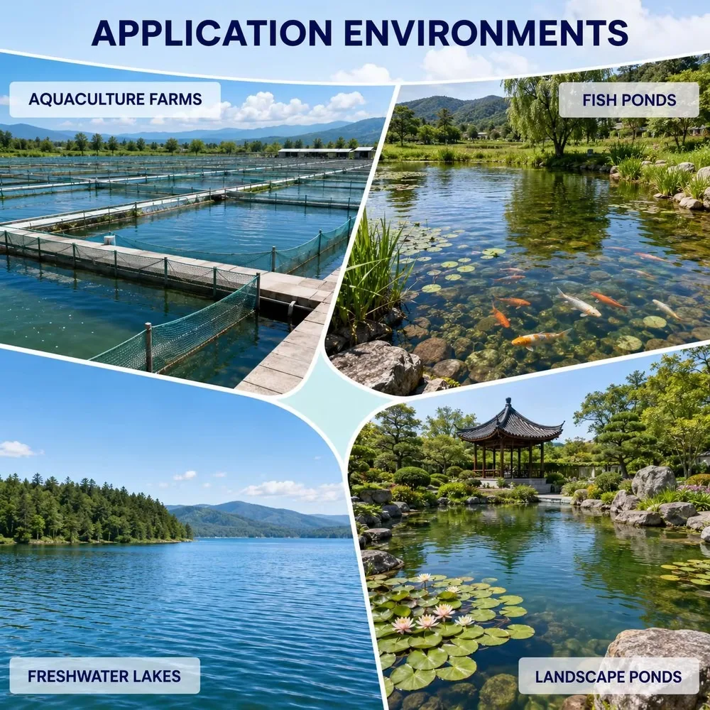 High Flow Pond Aerator Kit 130L/min Oil-Free Air Compressor with 6 Diffusers for Large Lakes & Landscape Ponds