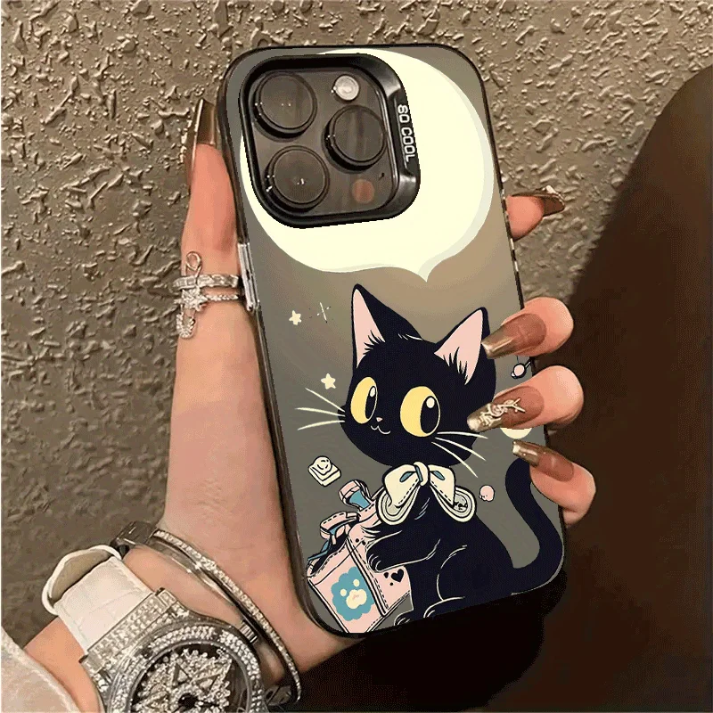 

Cute cat fashion phone case suitable for iPhone 16 15 14 13 12 11 Pro/ Max/Plus shock-proof back cover anti-fingerprint