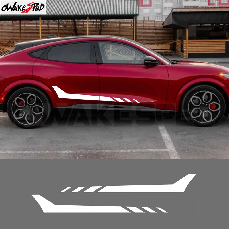 2Pcs for Ford Mustang Mach-E Car Rocker Panel Side Stripes Stickers Vinyl Decal Car Tuning Accessories