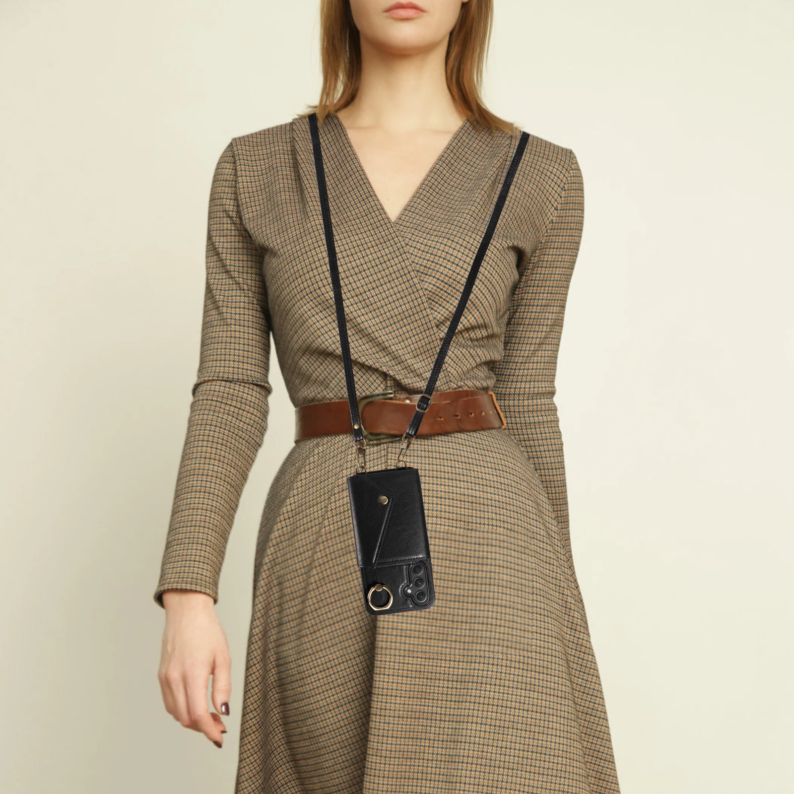 

Wallet lychee grain Anti Drop Lifting Ring Leather Cover phone case For Samsung Galaxy A52 53 54 55 72 73 81 91