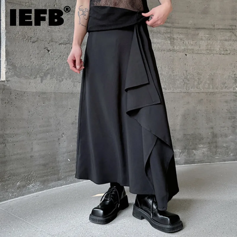 

IEFB 2024 New Summer Men's Casual Pants Dark Style Irregular Individuality Trousers Fashion Trend Solid Color Culottes 9C5810