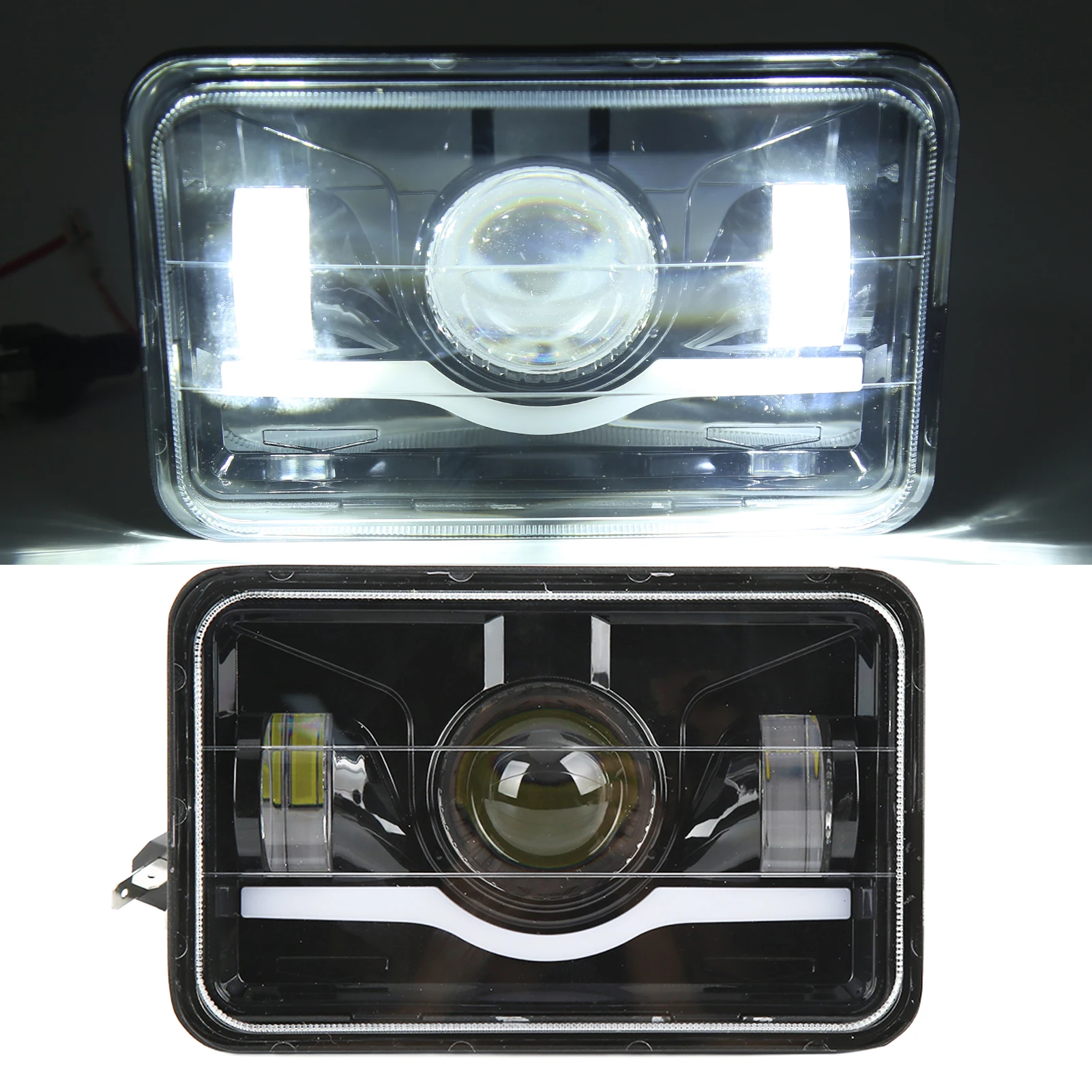 Rectangular LED Headlight Aluminum Alloy Housing Dustproof LED Headlamp 3600lm 45w High Brightness with DRL for Car Parts
