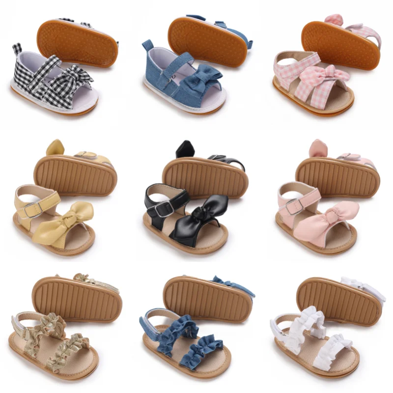 

VALEN SINA 0-18M Sandals Fashion Rubber Crib Shoes Anti Slip Summer Toddler Boy Girl First Walker Baby Rubber Sole Sandals Shoes