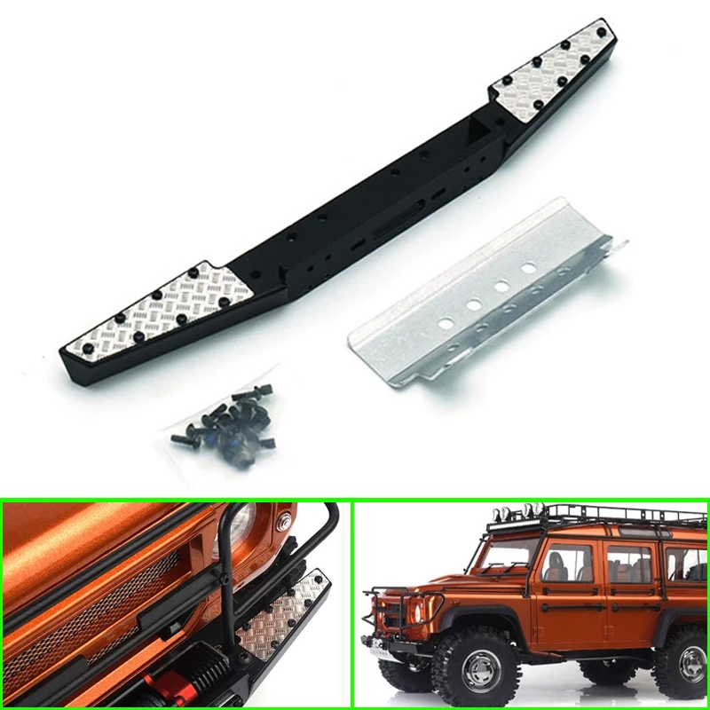 

Simulation Metal Front Bumper Comes with Floor Mats for 1/18 RC Crawler Traxxas TRX-4M Car Defender D110 Upgrade Parts