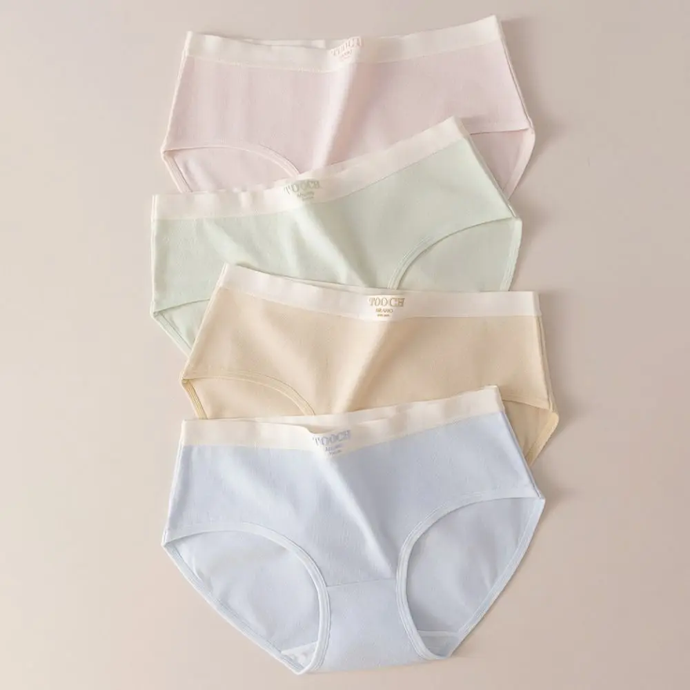 

5PCS Fashion Thin Mid Waist Panties Cotton Crotch Underwear Simple Solid Briefs Lingerie Women's Underpants Lady