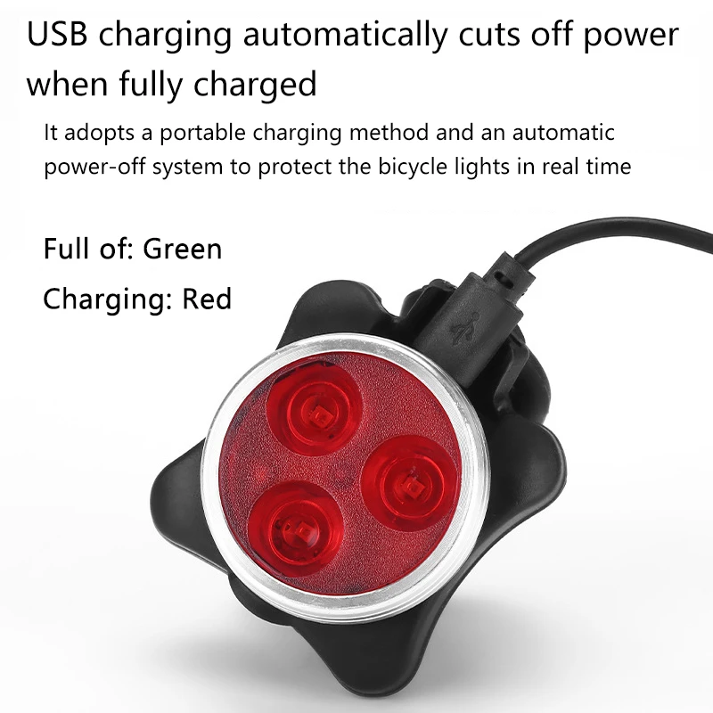ضوء الدراجة، مصباح أمامي لشحن USB للدراجة الجبلية + مجموعة الضوء الخلفي التحذيرية، ملحقات ركوب الضوء الخلفي #1