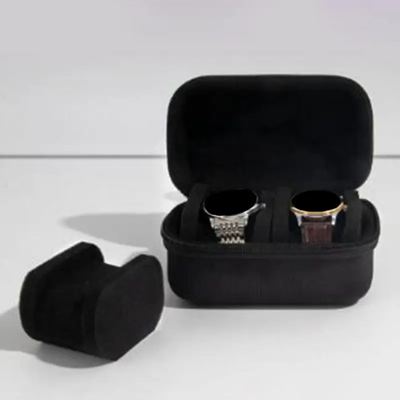 Scatola porta orologi da viaggio unica con cerniera per donna uomo Custodia per orologio da trasporto portatile nera per organizzatore di orologi da polso Smartwatch
