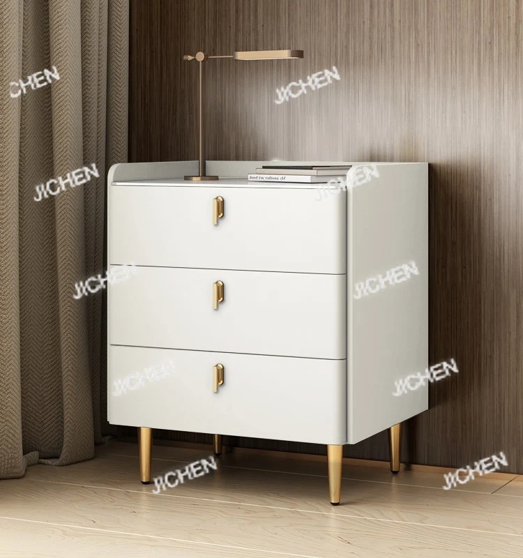 

Modern Luxury Marble Solid Wood White Black Grey Leather Bedside Tables 3 Drawers Bedroom Hotel Floating Lockers Furniture