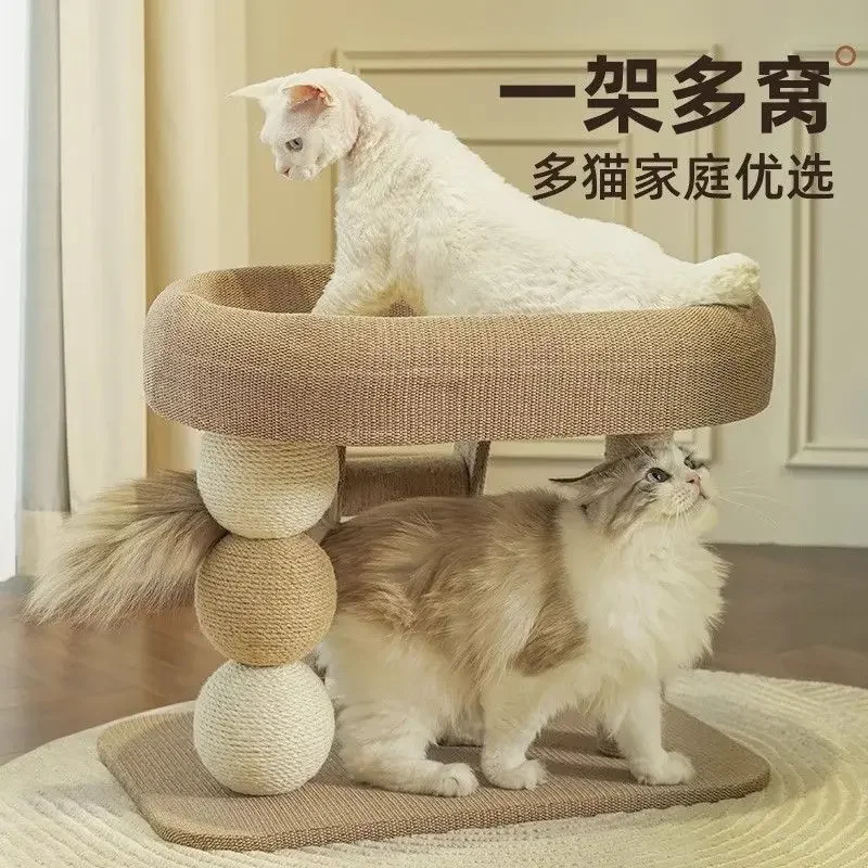 Cat climbing frame, cat scratching board, cat nest integrated pet ice pad, small in summer, does not occupy an area
