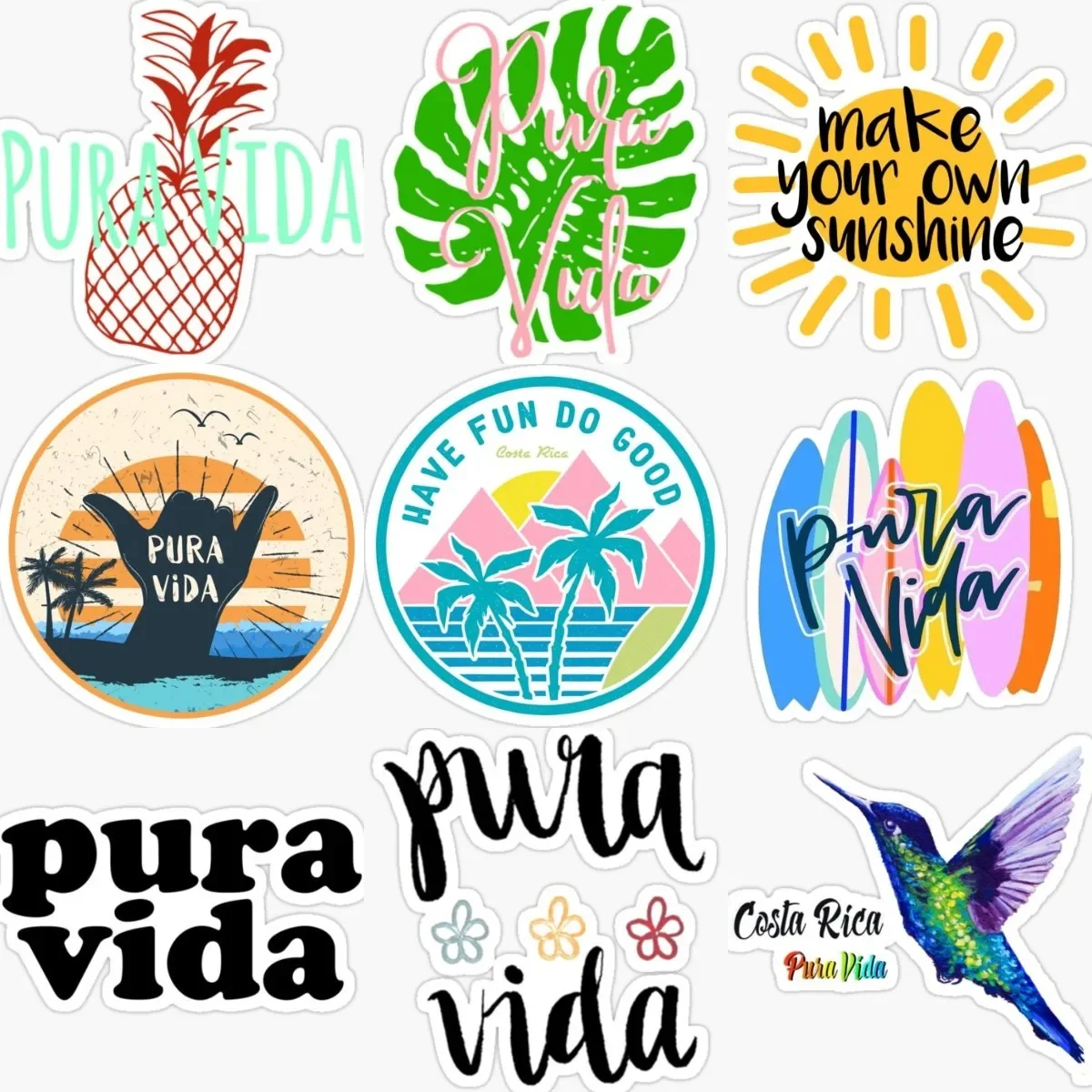 

Pura Vida Scenery Creative Sticker Bicycle Vinyl Book Motorcycle Wall Car Laptop Camper Truck Glass Window Decal Customizable