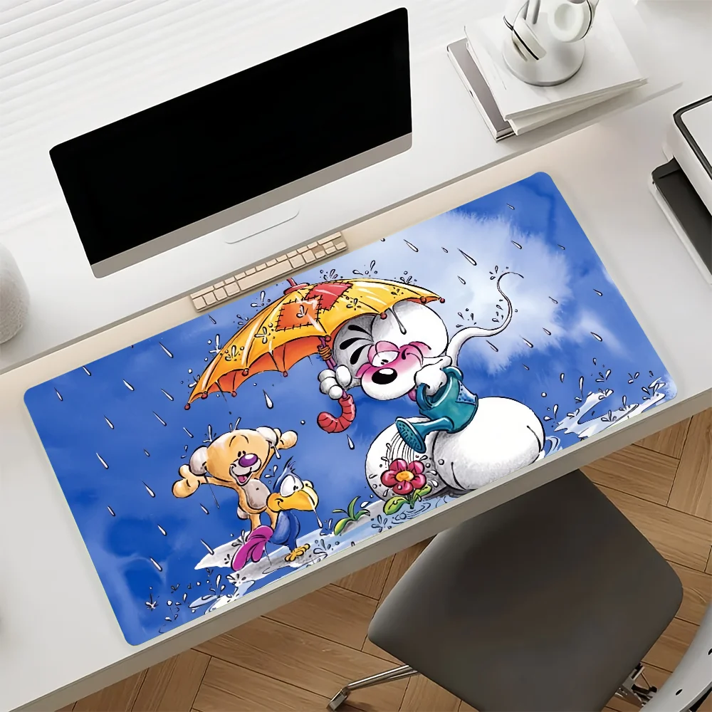 Cartoon Diddl Niedliches Mauspad, rutschfeste Gummi-Gamer-Balance-Computermatte, Dekoration, Schreibtischunterlage, Laptop, Büro, groß
