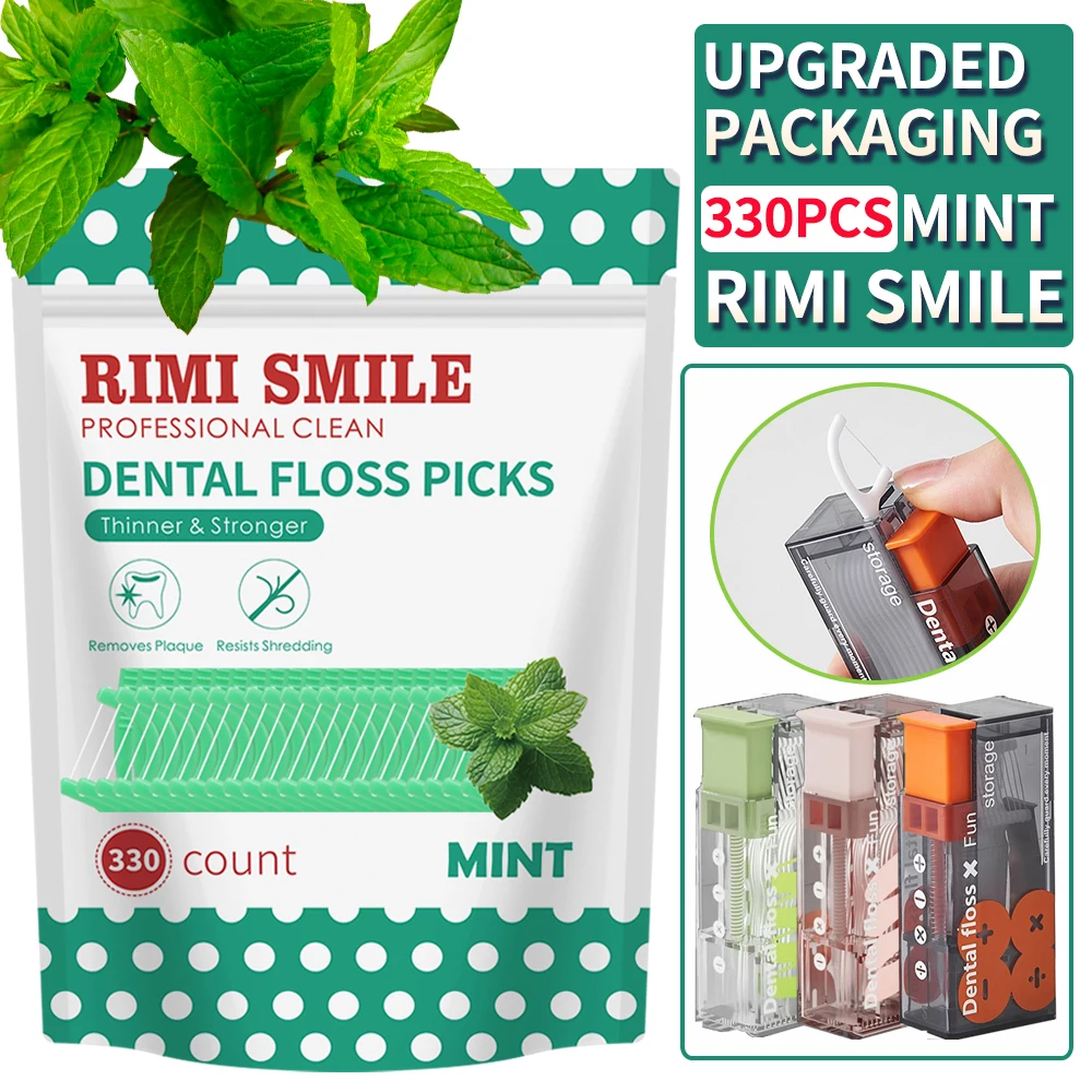 

330 шт. освежающих мятных зубных нитей-флоссов - одноразовые флоссы в упаковке - удаляют зубной налет и остатки еды - для чистки полости рта
