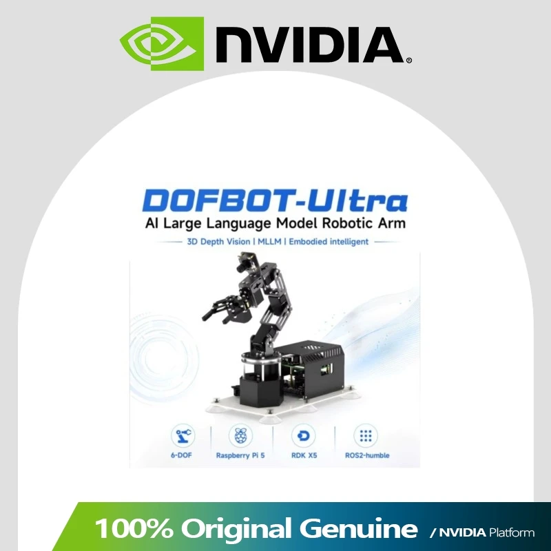 Yahboom DOFBOT Ultra AI Robot Arm, Raspberry Pi 5 RDK X5 Depth Vision Grasping Platform for Open Source STEM Education