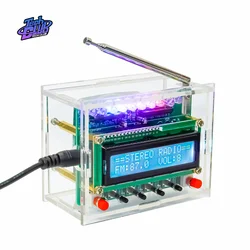 FM Radio Kit with LED Flashing Lights Solder Practice DIY Radio Kits LCD Display FM 87-108MHz Digital Radio Kit for Learn Tool