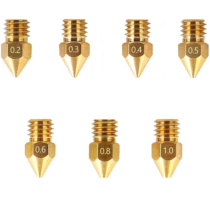 5/10PCS MK8ทองเหลืองหัวฉีด0.2มม.0.3มม.0.4มม.0.5มม.หัวพิมพ์ Extruder หัวฉีดสำหรับ1.75มม.CR10 CR10S Ender-3 3D เครื่องพิมพ์อุปกรณ์เสริม