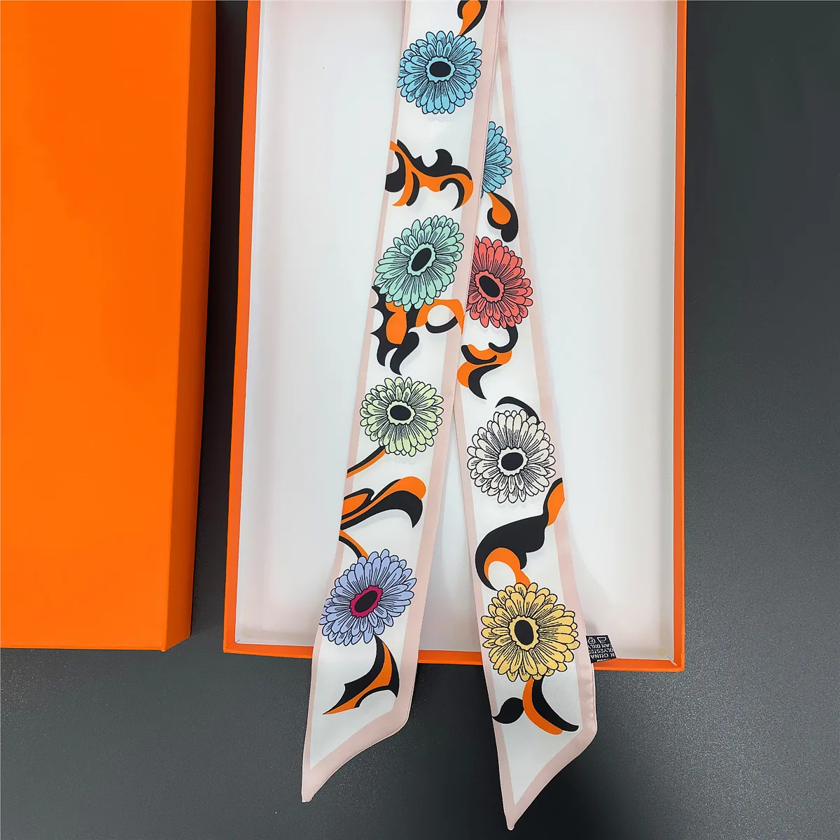 2023 Silk Scarf South Korean Small Scarf French Tie Hair Thin Narrow Strip Silk Scarf Women Versatile Spring and Autumn Binding