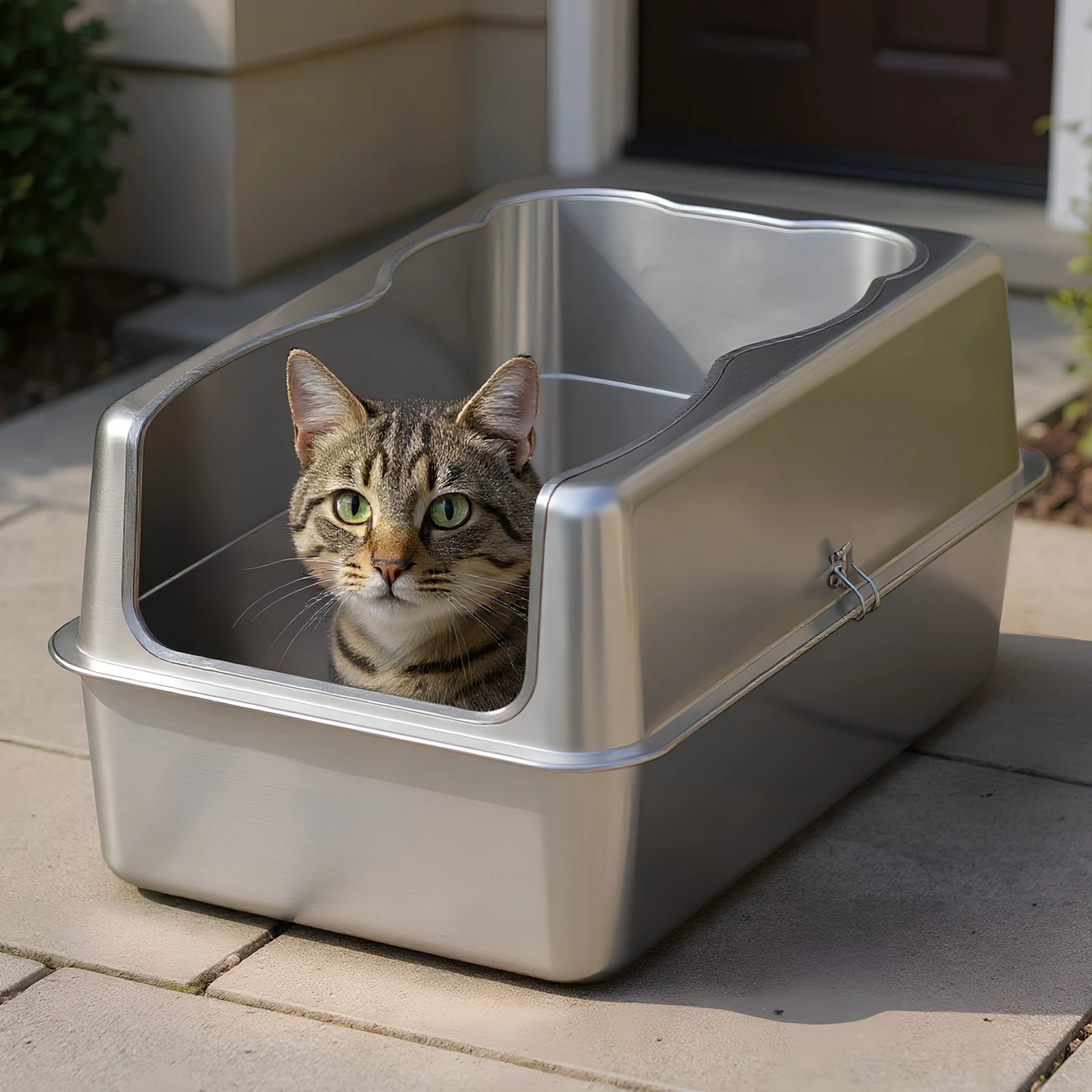 

Очень большой кошачий лоток с крышкой, металлический лоток для туалета, высокосторонний просеивающий лоток для туалета, предотвращающий утечку мочи для больших кошек, несколько кошек