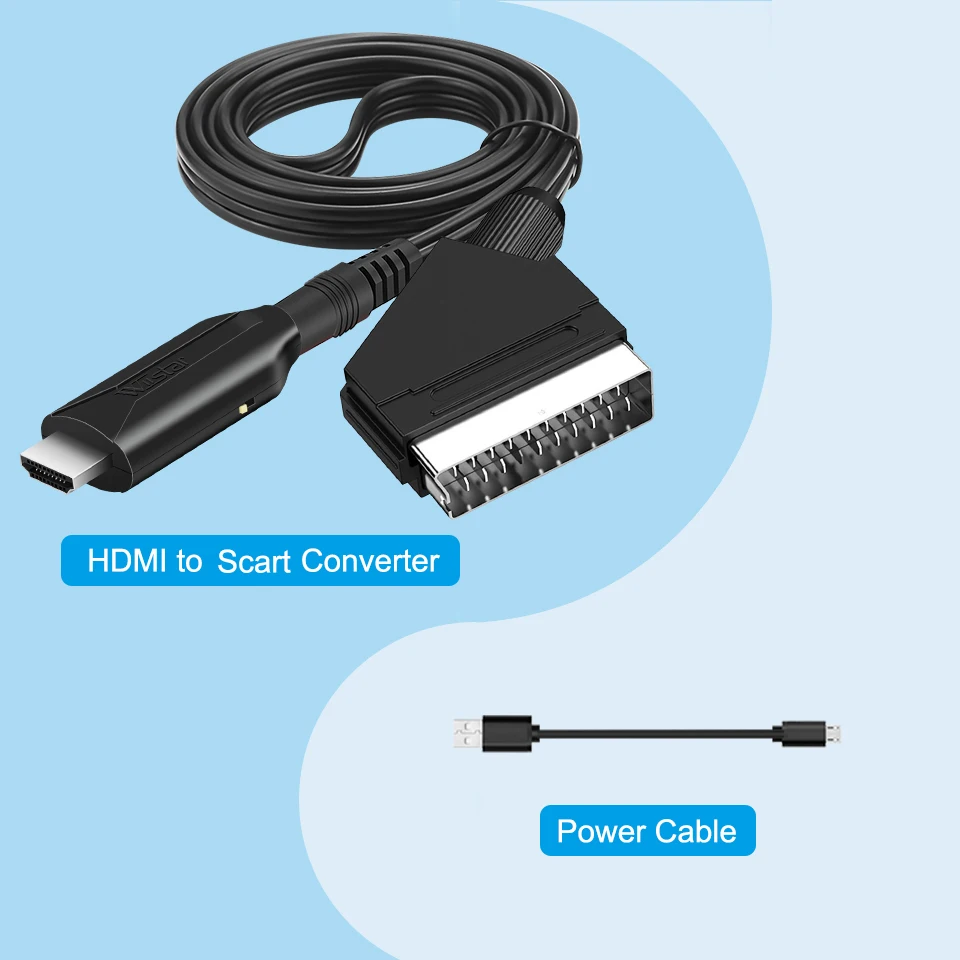 1080P SCART TO HDMI Video Audio Upscale Converter AV Signal HDMI TO SCART Adapter HD Receiver TV DVD with USB Power Cable